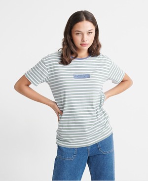 Superdry Organic Cotton Stripe Portland Női Pólók Fehér/Csíkok | FBNYS6397